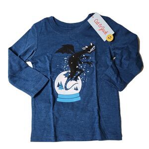 Dragon T‑Shirt Cotton Kids Toddler 18M Blue Long Sleeve Fantasy Streetwear